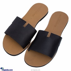Women Black Wide Open Slit Leather Slipper - Ladies Casual Footwear  - Comfortable Teens Summer Flats Sandals Buy Innovation Rewamp Online for specialGifts