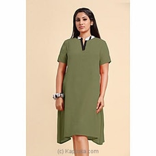 Soft Cotton Short Dress With Batik Collar Jungle Green at Kapruka Online