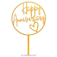 `Happy Anniversary` Gold Cake Topper at Kapruka Online