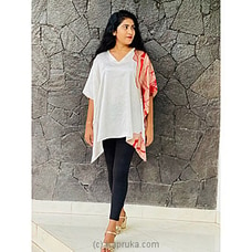 Satin silk white and peach kftan top Buy Classy missy Online for specialGifts