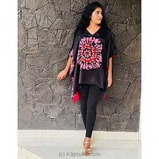 Satin Silk Red And Black Floral Kaftan Top at Kapruka Online