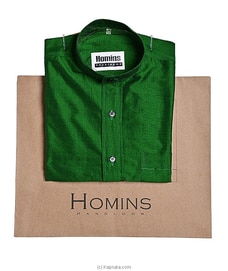 Homins handloom Gents Shirt-Green Short Sleeve  By Homins  Online for specialGifts