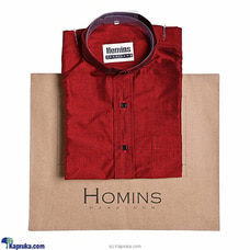 Homins handloom Gents Shirt-Red Short Sleeve  By Homins  Online for specialGifts