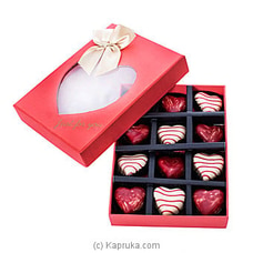 Belgian Fresh Strawberry Filling 12 Piece Chocolate Box- Fresh Strawberry Filling Chocolate, Belgian Choco, Heart Chocolate Red And White  Online for specialGifts