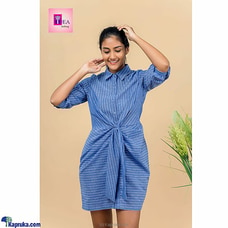 Blue Stripes Twist Front Mini Dress  By Thea  Online for specialGifts