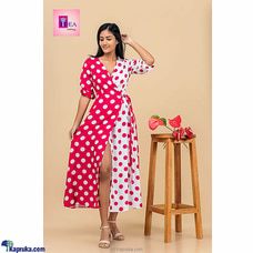 Polka Dot Maxi Dress with Waist-tie And Split Buy THEA CLOTHING Online for specialGifts