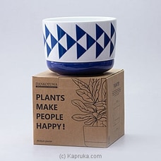 Dankotuwa Blue Geometric Medium Planter Bowl By Dankotuwa at Kapruka Online for specialGifts