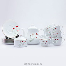 Dankotuwa Red Flower 17 Pieces Tea Set By Dankotuwa at Kapruka Online for specialGifts
