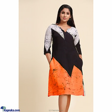 Silk Cotton Batik Dress Orange By Innovation Revamped at Kapruka Online for specialGifts
