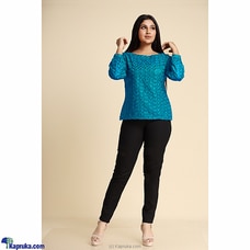 Georgette Cutlone Puff Sleeve Top Blue By Innovation Revamped at Kapruka Online for specialGifts