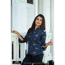 Shoulders criss cross detailed printed blouse blue Buy Lady Holton Online for specialGifts