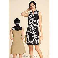 Sleeveless Linen Batik Mixed Dress Dark Beige Buy Innovation Revamped Online for specialGifts