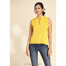 Raw Cotton Cutaway Sleeve Top (Silk Scrunchie Included)Yellow  By Innovation Revamped  Online for specialGifts