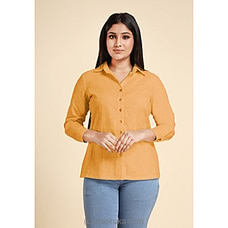 Linen Shirt Blouse Amber (Yellow Orange)  By Innovation Revamped  Online for specialGifts