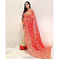 Orange - Cream Mix Chinon Saree  By Amare  Online for specialGifts