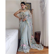 Light Blue Premium Crystal Organza Saree  By Amare  Online for specialGifts