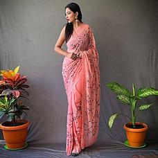 Watermelon Color Pure Georgett Silk Saree By Amare at Kapruka Online for specialGifts
