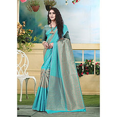 Light Blue Mix Gold Litchi Silk Saree By Amare at Kapruka Online for specialGifts