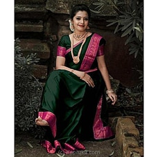 Dark Green Soft Lichi Silk Saree at Kapruka Online