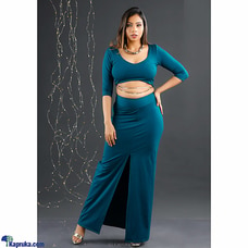 Two piece maxi dress including crop top and slit skirt Green Buy CH Glamstore Online for specialGifts