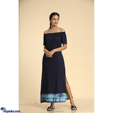 Rayon Tie-dye Mixed Off-shoulder Dress Dark Blue at Kapruka Online