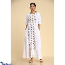 Linen Embroidered Long Dress White By Innovation Revamped at Kapruka Online for specialGifts