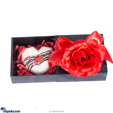 `Brownie Heart` With Mouth-watering Brownie and Red Rose Buy Sweet Buds Online for specialGifts