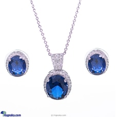 Stone `N` String Cubic Zirconia Jewellery Set With Ear Studs And Necklace Blue Stone Buy Stone N String Online for specialGifts
