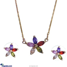Stone `N` String Cubic Zirconia Jewellery Set With Ear Studs And Necklace Color Stones Buy Stone N String Online for specialGifts
