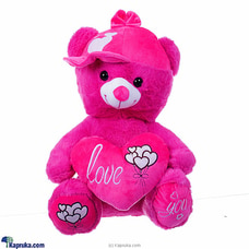`Love Heart`  Pink Teddy With Cap Buy valentine Online for specialGifts