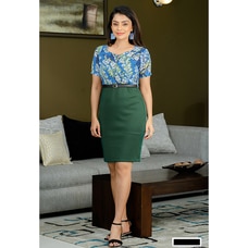 Office dress with a belt green at Kapruka Online