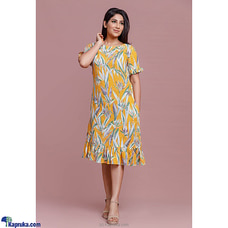 Soft Cotton Printed Frill Dress Yellow Buy Innovation Revamped Online for specialGifts
