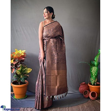 Brown Banmboo Silk all over jall design with elegant pallu with royal tassels Saree at Kapruka Online
