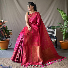 Pink bamboo Silk all over jall design with elegant pallu with royal tassels Saree  By Amare  Online for specialGifts