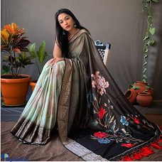 Dark Green Dola Silk Digital Printed Jacquard With Weaving Viscose Border Sarees Buy Amare Online for specialGifts