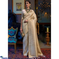 Off white Mix Gold Soft Lichi Silk With Beautiful Art Silk Jacquard Border Saree  By Amare  Online for specialGifts