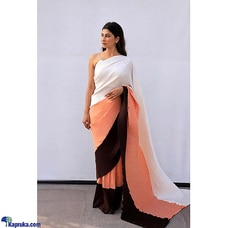 White, Peach - Black Mix Pleated Saree Buy Amare Online for specialGifts