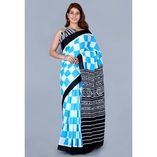 Mulmul Soft Cotton Saree Blue  By Qit  Online for specialGifts