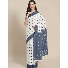 Mulmul Soft Cotton Saree Gray and White Buy Qit Online for specialGifts
