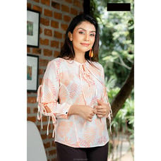 Printed tie up sleeve blouse Light orange at Kapruka Online