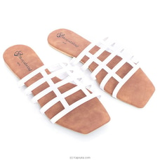 Front Squard White Colour Strapped Ladies Slider - Casual Wear For Women, Fashion Ladies Slippers at Kapruka Online