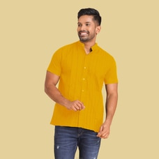 Twill Rayon Pintuck Shirt-Yellow at Kapruka Online