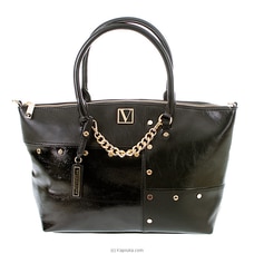 Victoria`s Secret Ladies Fashion Bag - Top Handle Black Bag With Gold Elements  By Victoria Secret  Online for specialGifts