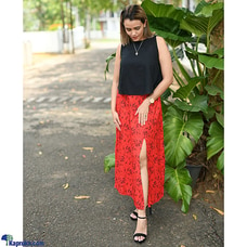 Red Front slit Skirt - one Buy curves and collars Online for specialGifts