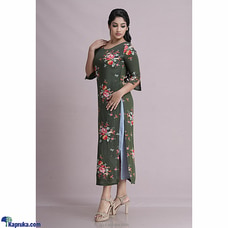 Cheesecloth Printed Double Dress green Buy INNOVATION REVAMPED Online for specialGifts