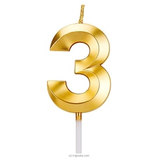 Number 3 Smokeless Candle For  Birthday,  Anniversary,  Cake Topper ( 5cm) - Gold at Kapruka Online