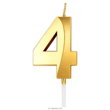 Number 4 Smokeless Candle For  Birthday,  Anniversary,  Cake Topper ( 5cm) - Gold at Kapruka Online