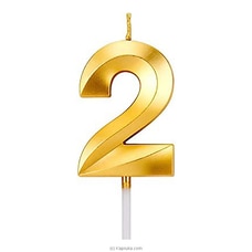 Number 2 Smokeless Candle For  Birthday,  Anniversary,  Cake Topper ( 5cm) - Gold Buy candles Online for specialGifts