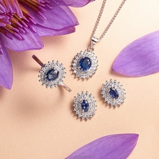 Chamathka Indari S925 Silver Blue Sapphire Full set  By Chamathka Jewelry  Online for specialGifts