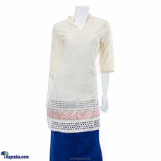 Off White Cutlon kurutha with border Buy GLK Distributors Online for specialGifts